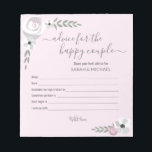 Bloc-note Conseil pour le couple heureux fleurie nuptiale do<br><div class="desc">Un matelas à plateau-coussin avec literie de qualité supérieure vous permettra de rester en contact avec vos proches. Personnalisé avec les noms de la mariée et du marié. Présentez-le à la fin du parti pour la sagesse chère à laquelle ils peuvent tenir pendant qu'ils entrent dans le mariage. Avec des...</div>