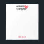Bloc-note Conseiller en orientation scolaire Coeur rouge per<br><div class="desc">Conseiller en orientation scolaire Personnalisé Red Heart Note Pad of Paper. Un coeur rouge d'aquarelle avec les mots conseiller en orientation au sommet de ce carnet de notes. Personnalisez avec le nom de votre conseiller d'orientation préféré en bas en rouge. Cadeaux modernes et élégants pour les conseillers scolaires.</div>