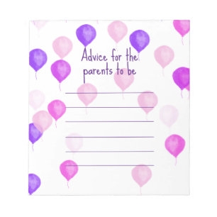 Bloc-note Conseils de Baby Shower rose pour les nouveaux par