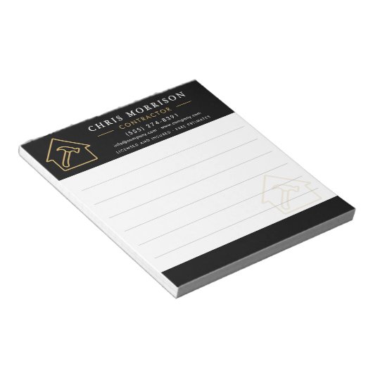 Bloc-note Construction Company Black Gold Notepad (Incliné)