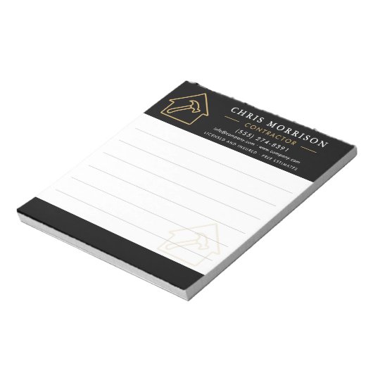 Bloc-note Construction Company Black Gold Notepad (Tourné)