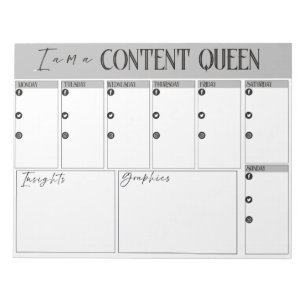 Bloc-note Content Queen Weekly Planner