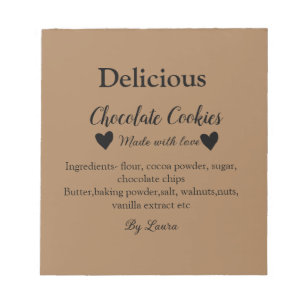 Bloc-note Cookies au chocolat faits maison avec amour ajoute