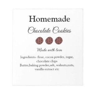Bloc-note Cookies au chocolat faits maison avec amour ajoute