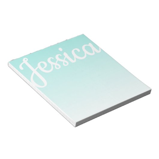 Bloc-note Cool Personnalisable Turquoise Gradient Ombre Votr (Incliné)