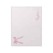 Bloc-note Coquette aquarelle Pink Bow ruban personnalisé (Tourné)