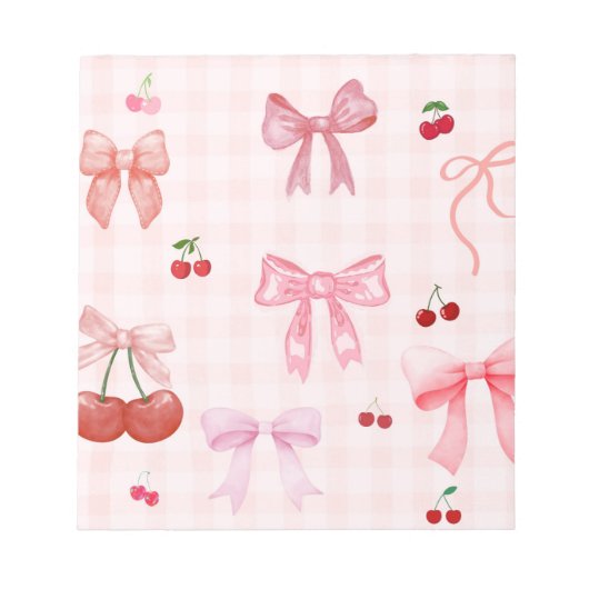 Bloc-note Coquette mignonne et rose fruits et arcs (Devant)