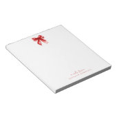 Bloc-note Coquette Tendance Nœud Rouge avec Nom (Incliné)
