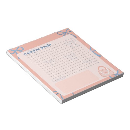 Bloc-note Coquette thème Rubans Personnaliser (Incliné)