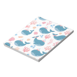 Bloc-note Coquette Vie Marine -Baleine Bleue