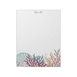 Bloc-note Coquille d'escargot bleue et corail
