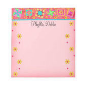Bloc-note Corail rouge Patchwork Quilt Block Art (Devant)