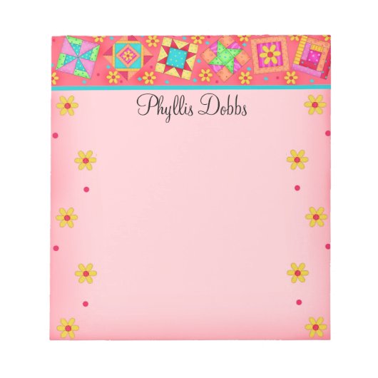 Bloc-note Corail rouge Patchwork Quilt Block Art (Devant)