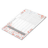 Bloc-note Coral Floral Hebdomadaire Personnalisé Menu Plan B (Incliné)
