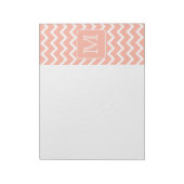 Bloc-note Coral rose et blanc Chevron avec Monogramme person (Tourné)