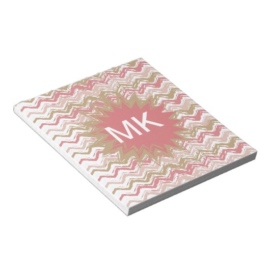 Bloc-note Coral Spice Scribble ZigZag Chevron Motif (Incliné)