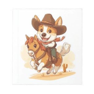Bloc-note Corgi Cowboy � Chien de Rodéo Occidental