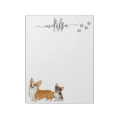 Bloc-note Corgi Love Aquarelle Monogramme Personnalisé (Tourné)