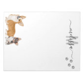 Bloc-note Corgi Love Aquarelle Monogramme Personnalisé (Devant)