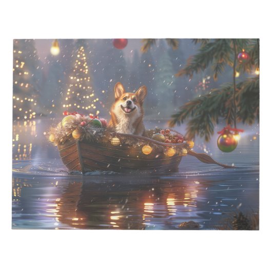 Bloc-note Corgi Voyage de Noël Festif (Devant)