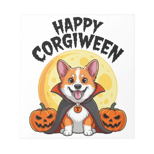 Bloc-note Corgiween d'Halloween, chien Corgi effrayant (Devant)