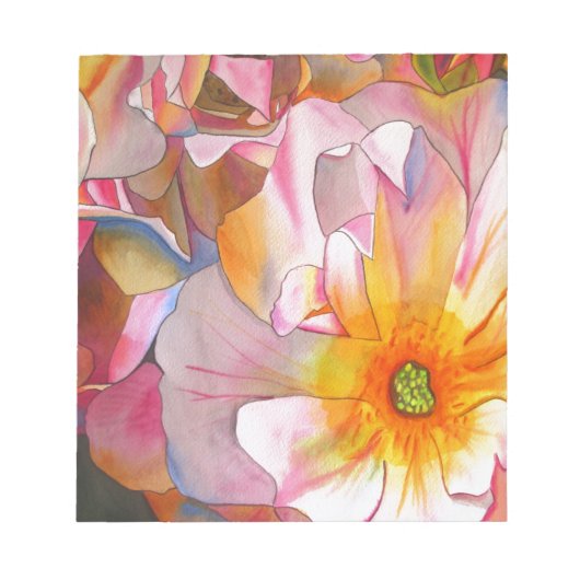 Bloc-note Cornelia rose en rose pastel aquarelle (Devant)
