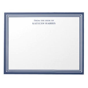 Bloc-note Correspondance Personnalisée Bordure Bleu Marine