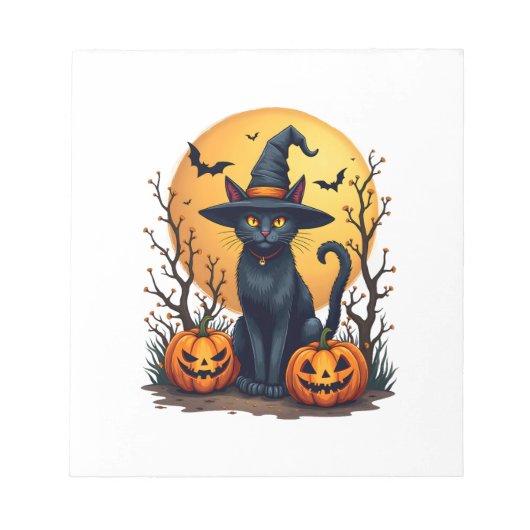 Bloc-note Costume Halloween effrayant rétro Chat noir Salem (Devant)