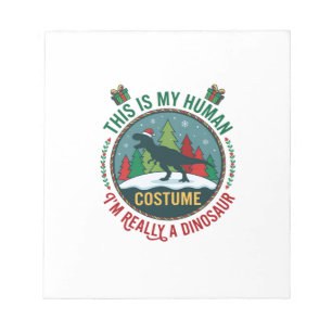 Bloc-note Costume Humain Dinosaure Noël Chapeau Santa Pin Ar