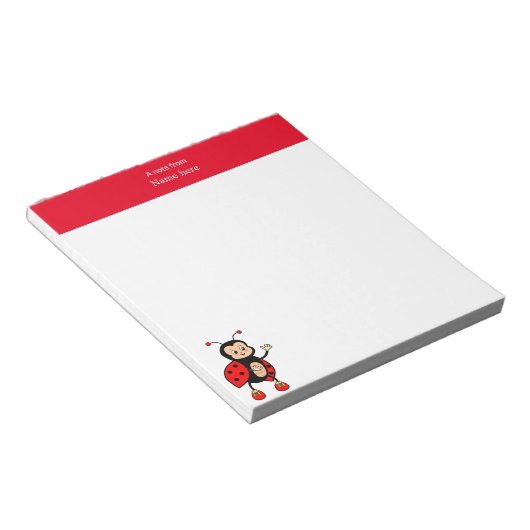 Bloc-note Cote Ladybug et en-tête rouge simple (Incliné)