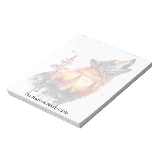 Bloc-note Coucher de soleil double exposition loup hurlant p (Tourné)