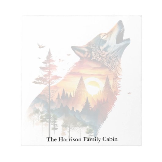 Bloc-note Coucher de soleil double exposition loup hurlant p (Devant)