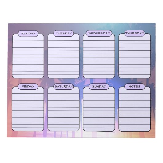 Bloc-note Coucher de soleil tropical Hebdomadaire (Devant)