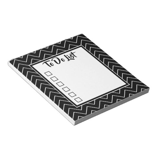 Bloc-note Couleur Chevron noir et blanc modifiable (Incliné)