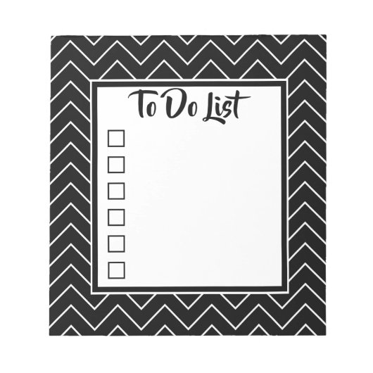 Bloc-note Couleur Chevron noir et blanc modifiable (Devant)