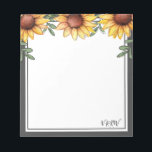 Bloc-note Couleur de tournesol Monogramme<br><div class="desc">Tournesol couleur bordure design personnalisé bloc-notes. Facile à utiliser modèle. Il suffit de taper votre propre nom pour en faire le vôtre. Lettres monogrammes.</div>
