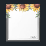 Bloc-note Couleur de tournesol Monogramme<br><div class="desc">Tournesol couleur bordure design personnalisé bloc-notes. Facile à utiliser modèle. Il suffit de taper votre propre nom pour en faire le vôtre. Lettres monogrammes.</div>