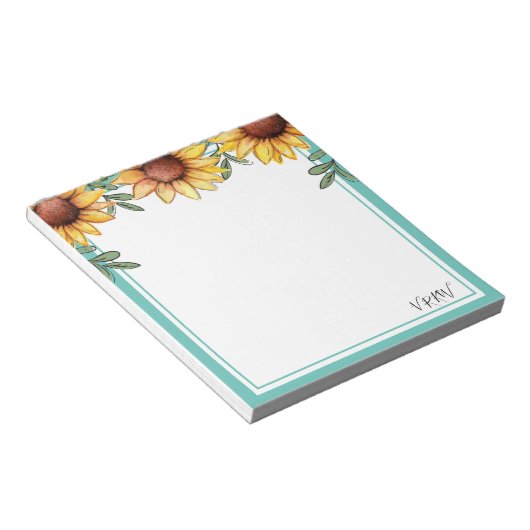 Bloc-note Couleur de tournesol Monogramme (Incliné)