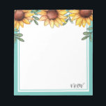 Bloc-note Couleur de tournesol Monogramme<br><div class="desc">Tournesol couleur bordure design personnalisé bloc-notes. Facile à utiliser modèle. Il suffit de taper votre propre nom pour en faire le vôtre. Lettres monogrammes.</div>