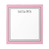 Bloc-note Couleur éditable Rose Blanc Personnalisé (Devant)