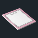 Bloc-note Couleur modifiable blanc rose personnalisé<br><div class="desc">Pink (la couleur arrière - plan peut être modifiée) bloc-notes personnalisé avec votre nom ou tout texte que vous choisissez en haut.</div>