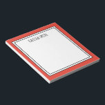 Bloc-note Couleur modifiable rouge orange blanche personnali<br><div class="desc">Bloc-notes personnalisé rouge/orange (couleur arrière - plan peut être modifiée) avec votre nom ou tout texte que vous choisissez en haut.</div>
