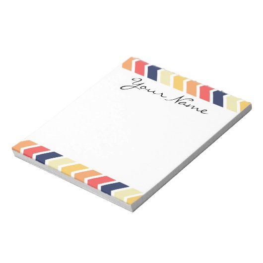Bloc-note Couleur Orange Et Bleu Chevron (Tourné)