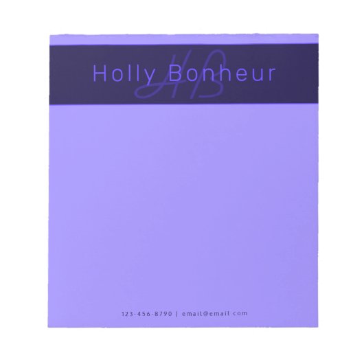 Bloc-note Couleurs Deep Purple Modernes | Nom et Monogramme  (Devant)