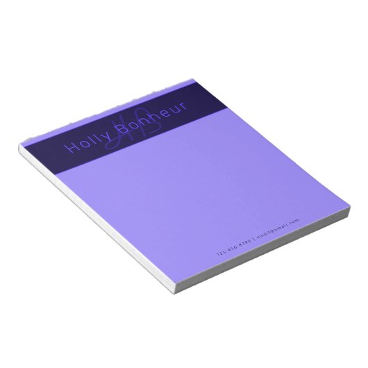 Bloc-note Couleurs modernes Deep Purple | Nom cool & monogra (Incliné)