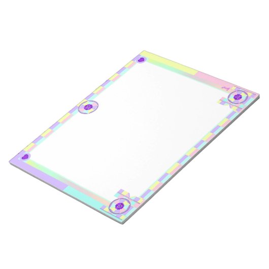 Bloc-note Couleurs pastel & coeurs violets battre (Incliné)