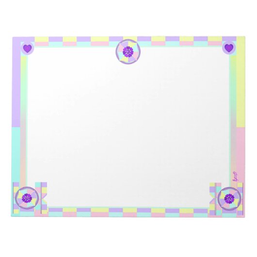 Bloc-note Couleurs pastel & coeurs violets battre (Devant)