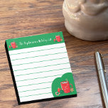 Bloc-note Coupe de cacao Rouge Vert Vert personnalisé Bloc-n<br><div class="desc">Un bloc-notes festif rouge et vert de la famille Noël avec une tasse de cacao rouge. Personnalisé avec votre propre texte en utilisant le champ modèle.Cette conception est également disponible en tant que post-it note. © ArianeC Illustrations-Tous droits réservés</div>