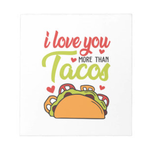 Bloc-note Couple Cadeau Je T'Aime Plus Que Tacos