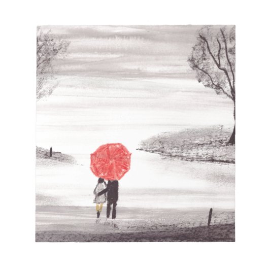 Bloc-note Couple d'amour de parapluie rouge (Devant)